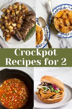 crockpot recipes for 2 are shown in this collage with text overlay