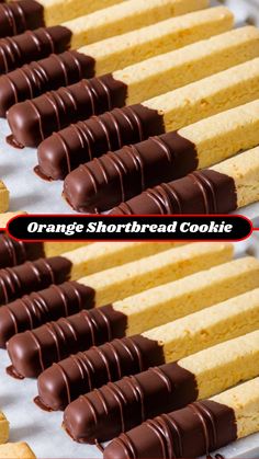 orange shortbread cookies are arranged in rows