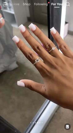 Soft White Nails, Hard Nails, Colored Acrylic Nails, Girly Acrylic Nails, French Tip Acrylic Nails, Classy Acrylic Nails, Short Square Acrylic Nails, Acrylic Nails Coffin Pink, Acrylic Nails Coffin Short