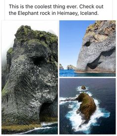 there are pictures of rocks and water in the ocean