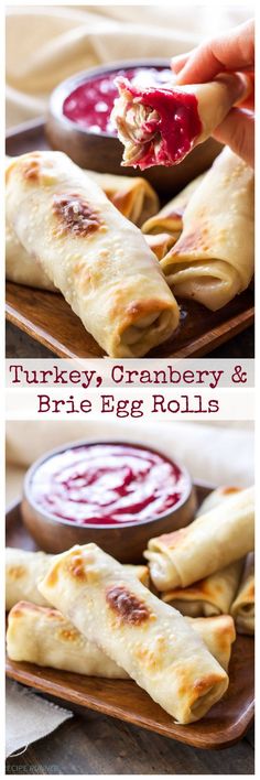 turkey, cranberry and brie egg rolls