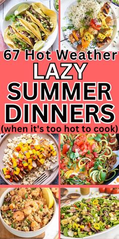 No cook dinner ideas summer Hot Weather Dinner Ideas, Hot Day Dinners, Hot Weather Meals, Healthy Summer Dinner Recipes, Easy Summer Dinners, Summertime Recipes, Fast Dinner Recipes, Healthy Summer Dinners, Summer Recipes Dinner