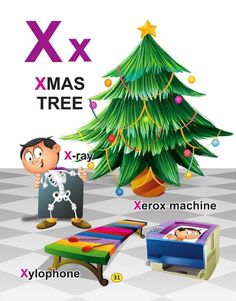 the xmas tree is next to two children's toys