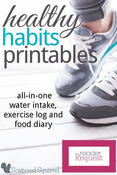 This Healthy Habits Printable will help track your water intake, log your exercise and record what you've eaten each day. It was designed for those who want to give themselves a way to monitor healthy habits. Food Tracking, Diet Tracker, Fitness Planner Printable, Developing Healthy Habits, Fitness Fun, Water Intake, Fitness Journal