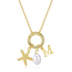 PRICES MAY VARY. 𝐏𝐄𝐑𝐒𝐎𝐍𝐀𝐋𝐈𝐙𝐄𝐃 𝐍𝐄𝐂𝐊𝐋𝐀𝐂𝐄 𝐃𝐄𝐒𝐈𝐆𝐍: This stylish pendant necklace consists of a natural freshwater pearl, a gold starfish pendant and an initial necklace.The unique beach and ocean style makes it a wonderful summer gift! 𝐎𝐂𝐂𝐀𝐒𝐈𝐎𝐍: The ring clasp can be opened manually, you can add or subtract charms according to your preference. Our charm necklaces can be worn alone or are perfect for layering with other necklaces! 𝐌𝐀𝐓𝐄𝐑𝐈𝐀: Our 14K gold plated Beach Themed Jewelry, Dream Makeup, Ocean Style, Summer Beach Jewelry, Amazon Jewelry, Gold Letter Necklace, Trending Necklaces, Starfish Pendant, Unique Beach