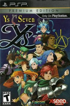 the box art for ys x is seven, which features an image of several different characters