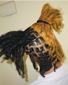 Cute Colors To Dye Your Locs, Hair Dye Colors For Locs, Colors To Dye Your Dreads, Cute Loc Colors, Hair Color Ideas For Locs, Dread Dye Ideas, Skunk Stripe Locs, Dyed Locs Black Women