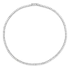 This high jewelry piece features round brilliants in a four prong solitaire setting. Diamonds wrap the entire length of this 16-inch (40cm) necklace. Shape, color, size, length, and setting of the diamonds are fully customizable. Connect with our Atelier's design experts to make yours to order. 15ctw necklace is shown in photos. Diamond Tennis Necklace, 16 Inch Necklace, Marquise Ring, Solitaire Setting, Jewelry Accessories Ideas, Tennis Necklace, Engagement Jewelry, White Rose Gold, High Jewelry