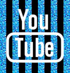 the youtube logo is shown in front of a black and blue background with white stripes