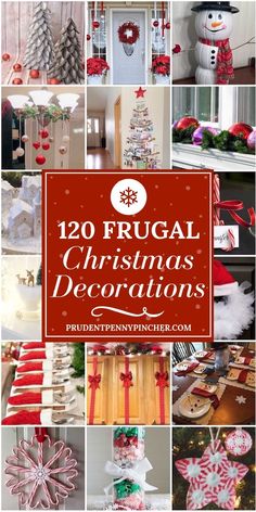 christmas decorations are featured in this collage with the words,'20 frugal christmas