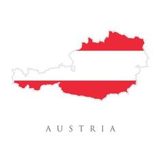 the outline of the country of austria in red and white on a white background illustration