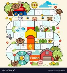 the game board with animals and cars for children to learn how to write numbers in english