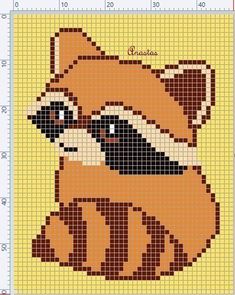 a cross stitch pattern with an image of a fox