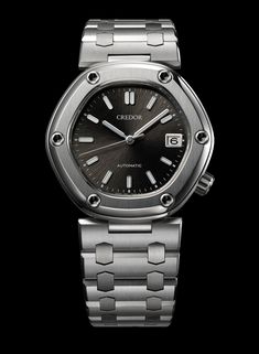 Introducing: The Return of the Gerald Genta-Designed Credor Locomotive Gerald Genta, Monochrome Watches, Skeleton Watches, Omega Constellation, Titanium Bracelet, Tudor Black Bay, Pilot Watch, Patek Philippe Nautilus, Phone Lens