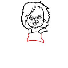 a drawing of a woman's face with an evil expression