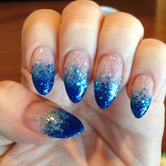 Blue ombre rockstar glitter gel nails light elegance Nails Inspiration Black, Gel Nail Light, Glitter Gradient Nails, Ombre Gel Nails, Blue Ombre Nails, Light Elegance, Elegant Nail Designs, Ombre Nails Glitter, Blue Acrylic Nails