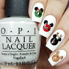 Shells Nails, Mickey Mouse Nail Art, Nail Art Noel, Mickey Mouse Nails, Mickey Nails, Xmas Nail Art