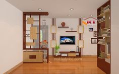 a living room filled with furniture and a flat screen tv mounted on a wall next to a wooden floor