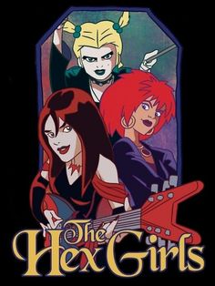 the hex girls logo with two female characters