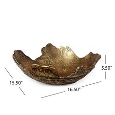 a brass bowl is shown with measurements for it