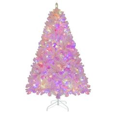 a white christmas tree with multicolored lights