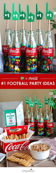 coca - cola party food and decorations for a football party with free printables