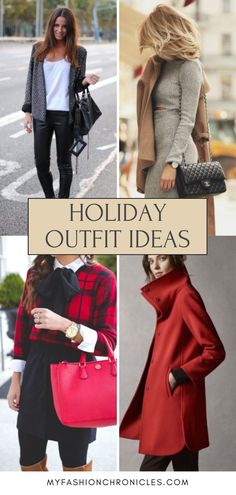 Look your best this holiday season with these chic outfit ideas. Perfect for parties and gatherings, these outfits will make you shine. Discover stylish looks for every holiday occasion! Holiday Outfit Ideas, Chic Outfit Ideas, Chic Holiday