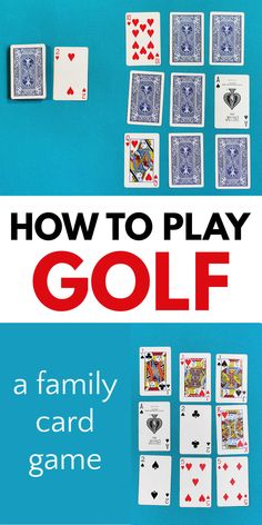 the cover of how to play golf, featuring playing cards and dices on a blue background