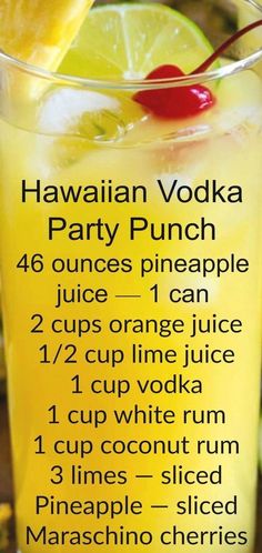 Hawaiian Party Punch, Hawaiian Party Drinks, Vodka Party Punch, Vodka Punch, Alcoholic Punch Recipes, Party Punch Recipes, Crazy For Crust, Alcoholic Punch