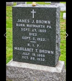 the headstone of james j brown and his wife