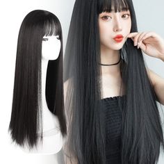 PRICES MAY VARY. 【Easy to Wear】Long black wig is designed with inner hair mesh, easy to adjust and fix on the head, suitable for women with different head sizes, not easy to fall off after wearing. 【Simple and Elegant】Long straight black wig with bang, smooth and delicate, looks fashionable and elegant after wearing, make you stand out from the crowd. 【High Temperature Synthetic Hair】Long black wig is made of high temperature synthetic hair, eco friendly, high density, matte texture, heat resist Black Straight Wig, Straight Black Wig, Black Wig With Bangs, Straight Wig With Bangs, How To Style Bangs, Matte Texture, Black Wig, Wig With Bangs, Straight Wig