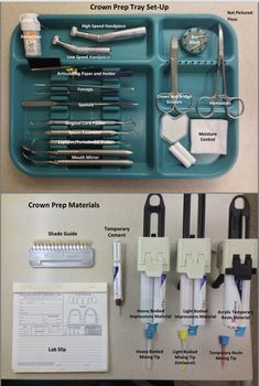 🔶Crown prep tray          🔸If a build up is needed you will then to get bond, composite and the curing light. Dental Nurse, Dental World