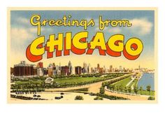 an old postcard with the words greetings from chicago