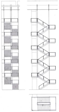 some drawings of stairs and balconies