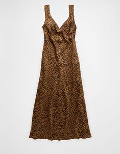 AE Leopard Midi Slip Dress Elegant Summer Dresses With Tiger Print, Chic Tiger Print Dress For Night Out, Elegant Leopard Print Maxi Dress For Date Night, Chic Tiger Print Dress For Date Night, Chic Party Dress With Tiger Print, Elegant Silk Leopard Print Dresses, Leopard Print Slip Dress, Chic Tiger Print Party Dress, Fitted Leopard Print V-neck Midi Dress