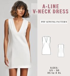 a line v - neck dress sewing pattern