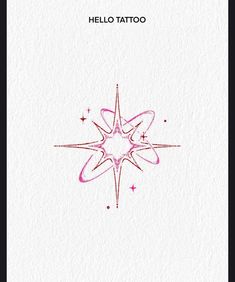 the cover of hello tattoo, with pink ink on white paper and stars in the middle