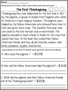 the first thanksgiving worksheet for students to practice their reading skills and writing numbers