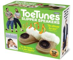 the toetunes slipper speakers are in a box