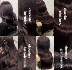 Dark Tinted Hair, Parts Of Hair Dyed, Black Lavender Hair, Chocolate Lavender Hair Color, Chocolate Purple Hair, Brown Lavender Hair, Purple Brown Hair Color, Brown Hair With Purple Undertones, Chocolate Hair Colors