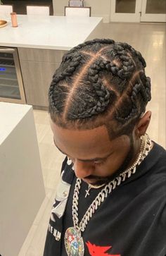 4 Braids For Men, Natural Hair Men, Men Braids, Waves Haircut, Braids For Boys