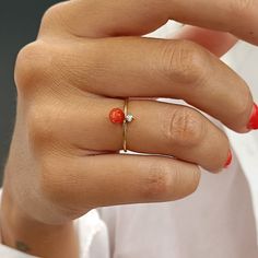 Buy Vintage 9ct Gold Coral Cluster Ring Online in India - Etsy Coral Stone Ring, Red Coral Ring, Diamond Jewel, Coral Ring, Gold Fashion Necklace, Coral Stone, Gold Jewellery Design Necklaces, Gold Earrings Designs, Jewelry Lookbook