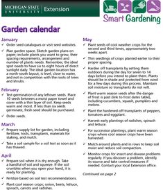 the garden calendar is shown in purple and green