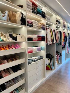 the closet is full of shoes and handbags for all kinds of people to use