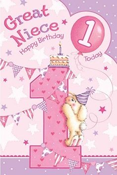 a pink birthday card with the number one on it