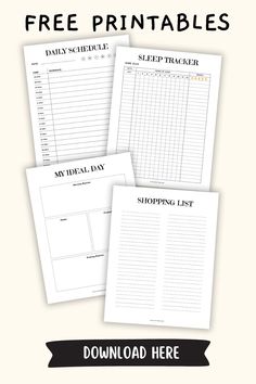 three free printables for shopping list with the text'free printables '