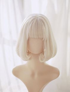 White Hair Wig, Blonde Wig Aesthetic, Hair Claim, Short Cosplay Wigs, Blonde Cosplay Wig Boy, Basic Hairstyles, Blonde Cosplay Wig, Kpop Hair, Hair Sketch