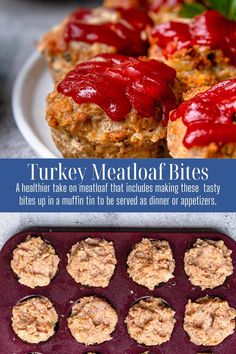 These Turkey Meatloaf Muffins are an easy dinner or snack. They cook up faster than traditional meatloaf and make an amazing family dinner recipe! Serve these at football parties for simple finger food or just for dinner with mashed potatoes! Dinner With Mashed Potatoes, Individual Meatloaf, Turkey Meatloaf Muffins, Baked Olives, Traditional Meatloaf, Family Dinner Recipe, Meatloaf Muffins, Football Parties