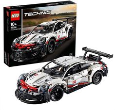 the lego technic race car is in its box