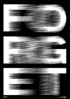 the letters e and f are made up of black and white brush strokes on a black background